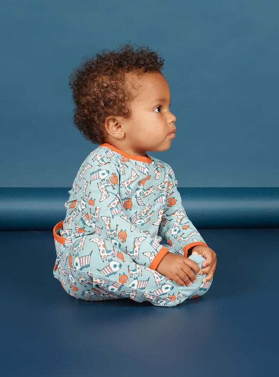 Grüner und orangefarbener Hundestrampler für Babyjungen MEGAGREAOP / 21WH1434GRE219