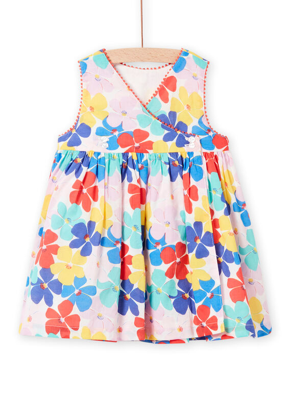 Baby Mädchen ärmelloses Kleid mit buntem Blumendruck NILUROB1 / 22SG09P4ROB001