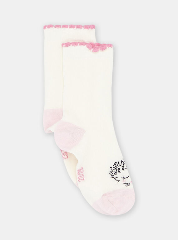 Socken in Ecru mit Igel-Muster, Baby, Mädchen SYIVERSOQ / 23WI09B5SOQ001