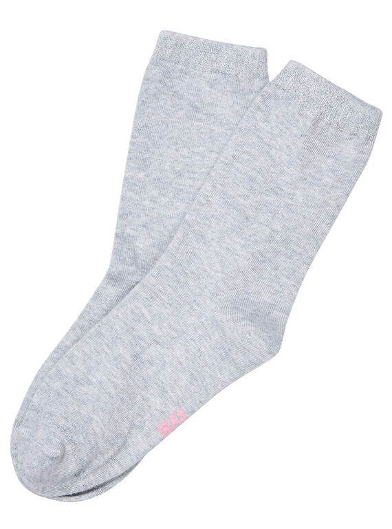 Hellgraue Mädchensocken mit Lurexbordüre JYAESCHO4 / 20SI0161SOQ943
