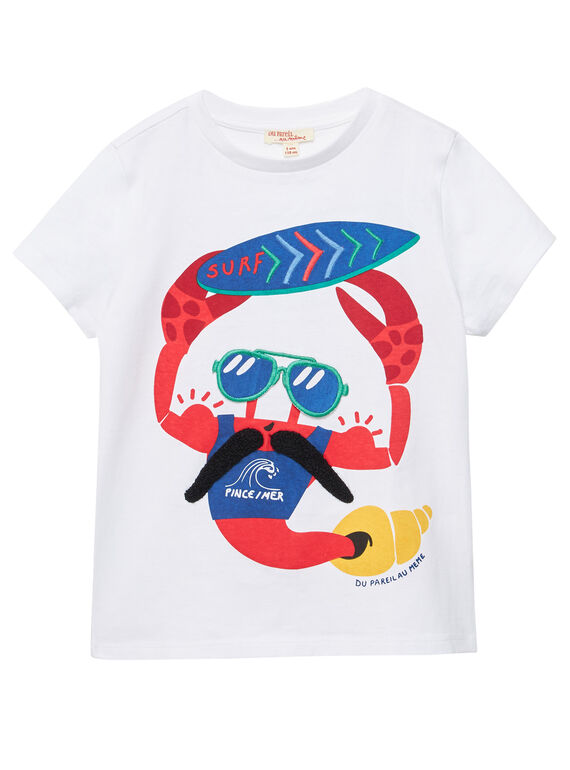 Weißes kurzärmeliges T-Shirt für Jungen, mit Hummer JOCEATI4 / 20S902N3TMC000