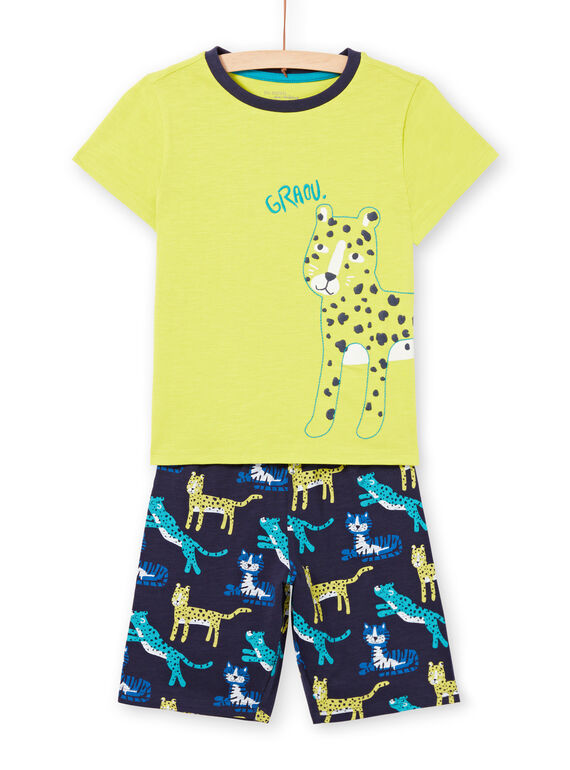 Gelber phosphoreszierender Pyjama für Jungen mit Katzenmotiven LEGOPYCLEO / 21SH12C5PYJ117