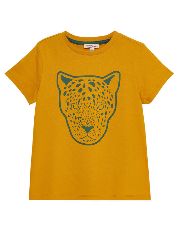 Gelbes kurzärmeliges T-Shirt für Jungen, mit Panther JODUTI3 / 20S902O4TMC109