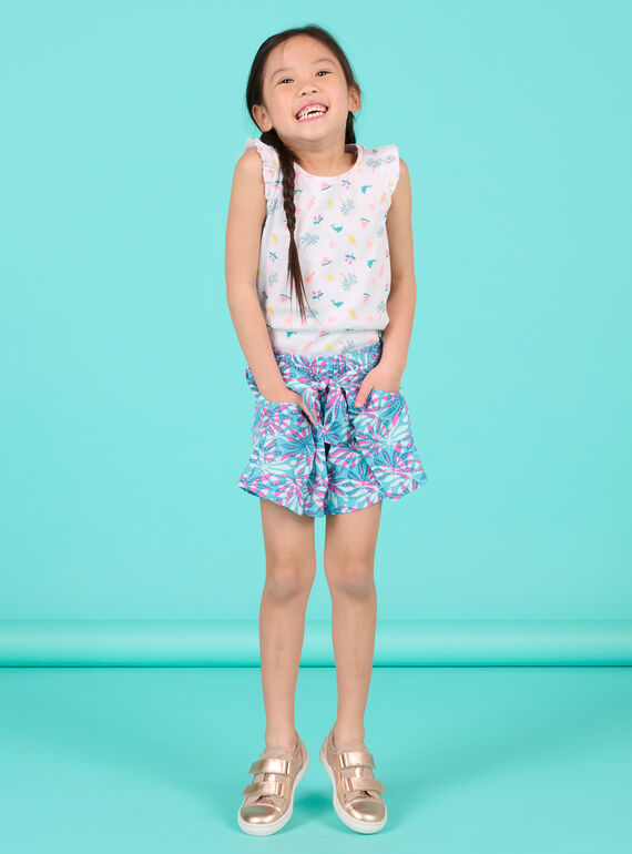 Kind Mädchen blau und rosa Shorts NAFICSHORT3 / 22S901U2SHO204