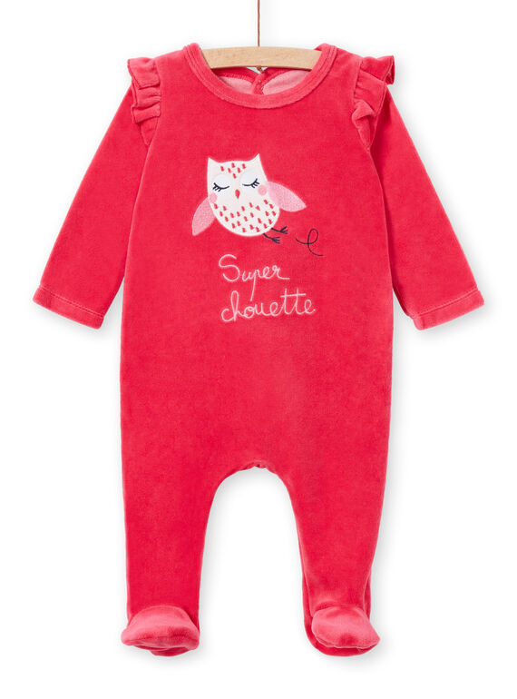Mädchen rosa Samt Baby Strampler mit Eule Muster LEFIGRETYP / 21SH135AGRED332