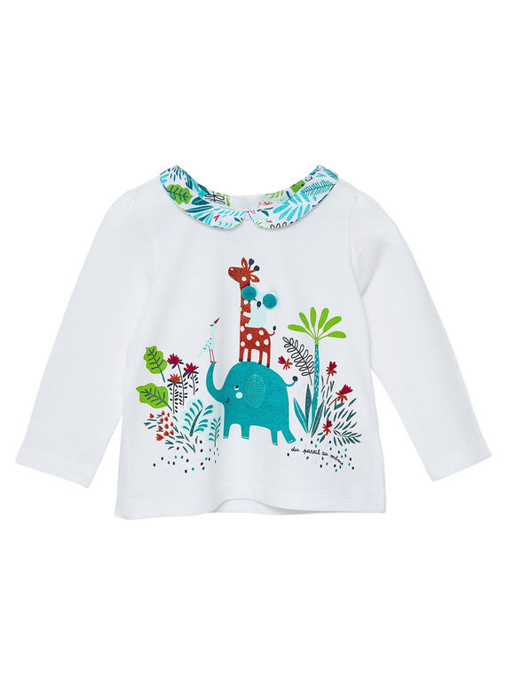Langärmeliges Baby-T-Shirt mit bedrucktem Kragen für Mädchen JICLOBRA / 20SG0911BRA001