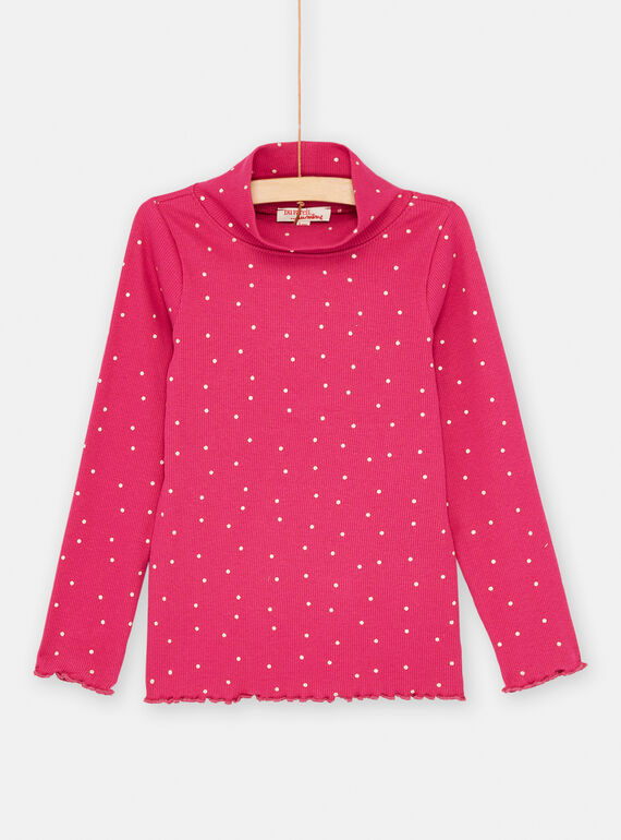 Petunienrosa Unterziehpullover mit Pünktchenmuster für Mädchen SAJOSOUP4 / 23W901N7SPL310