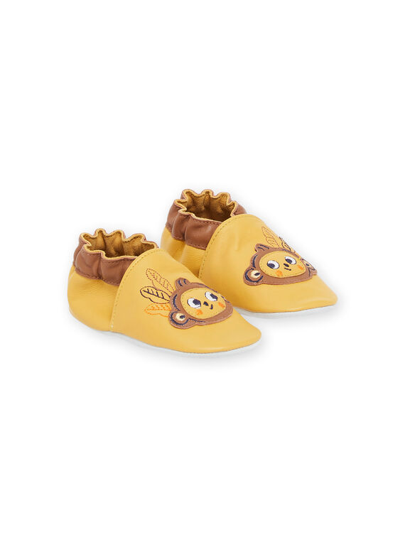 Gelbe Lederschuhe mit Affenaufnäher RUCHOSMONK / 23KK3843D3S010