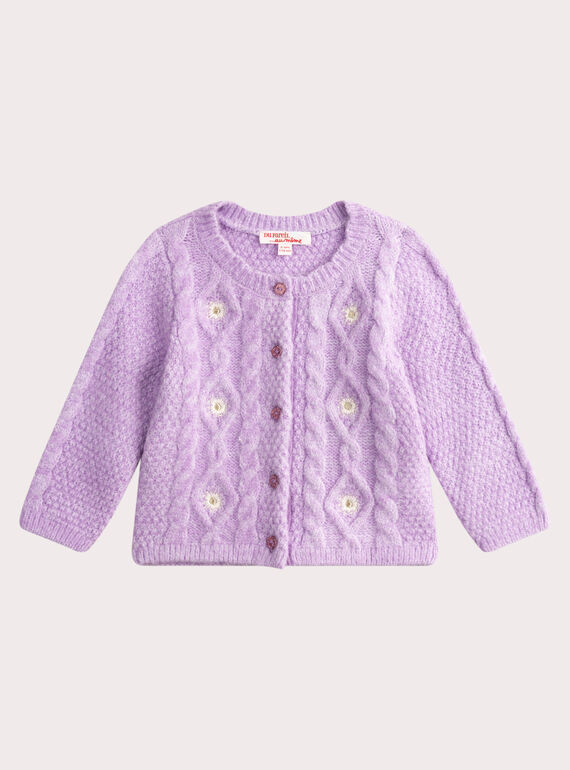 Lavendelfarbene Strickjacke für Baby-Mädchen VIPERCAR / 24WG09R1CARH706