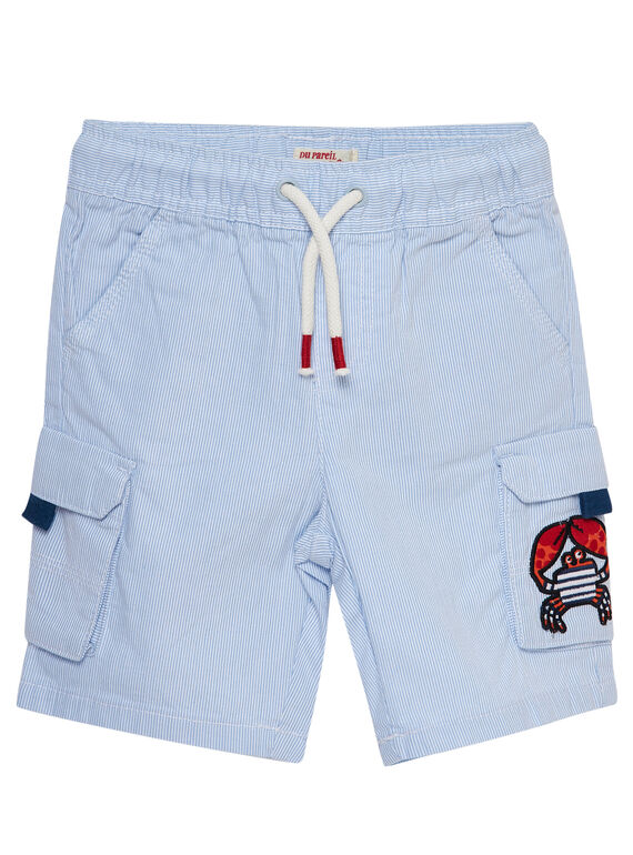 Cargo-Bermudas für Jungen, mit blauen Mikrostreifen und elastischem Hosenbund JOCEABER4 / 20S902N3BER219