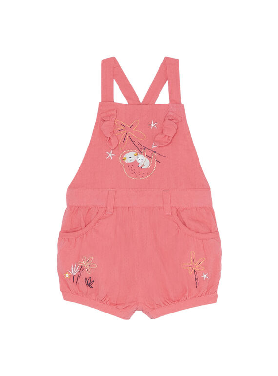 Rosafarbene kurze Baby-Latzhose für Mädchen JIDUSAC / 20SG09O1SACD324