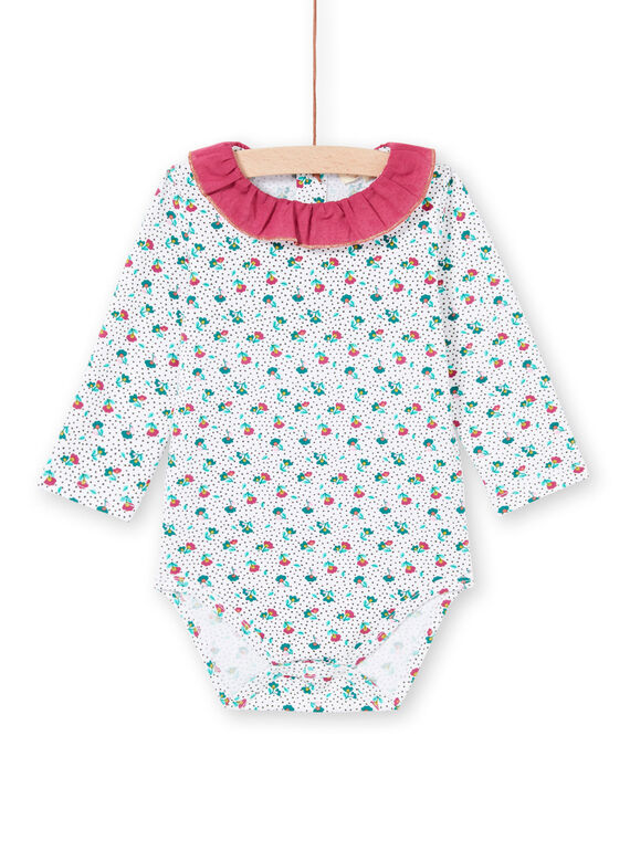 Langarm-Body für Baby-Mädchen mit Rüschenkragen und Blumendruck MITUBOD / 21WG09K1BOD001