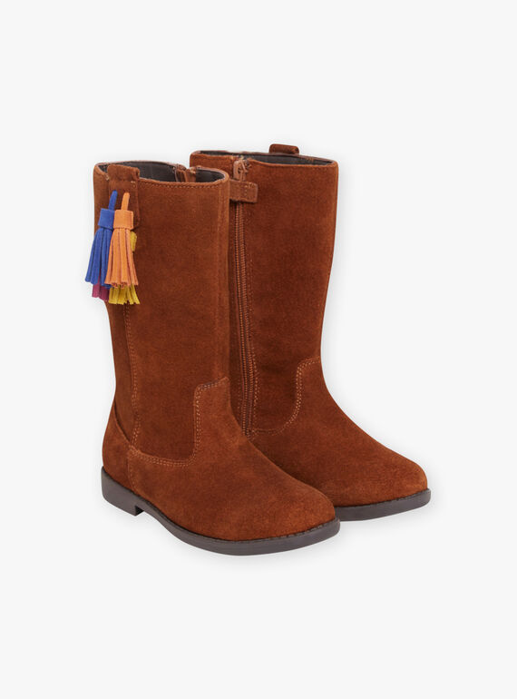 Hohe Stiefel aus Kamelleder und Quasten für Kind Mädchen MABOTTEMEL / 21XK3584D10804