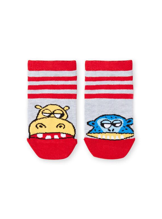 Socken grau und rot gestreift Baby Junge LYOVISOQ / 21SI02U1SOQ943