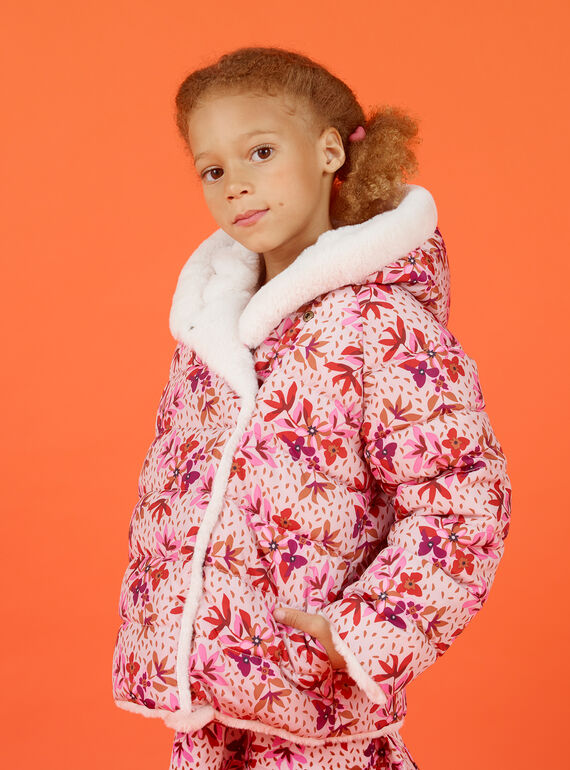 Baby Mädchen Wende-Kapuzenparka in Ecru und Rosa MACAPARKA / 21W90162PARD329