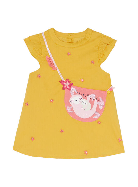 Senffarbenes Babykleid für Mädchen JIDUROB3 / 20SG09O1ROBB107