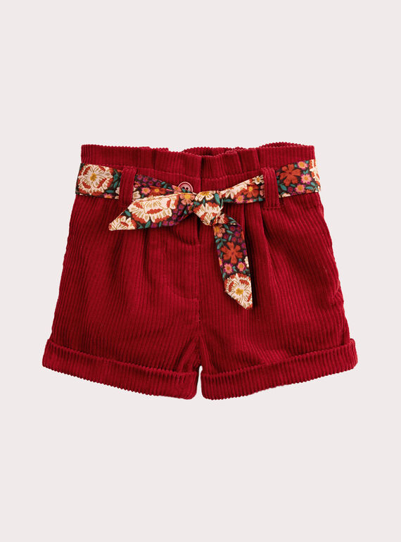 Rote Samtshorts Kleinkind Mädchen VIKOSHO / 24WG0931SHO511