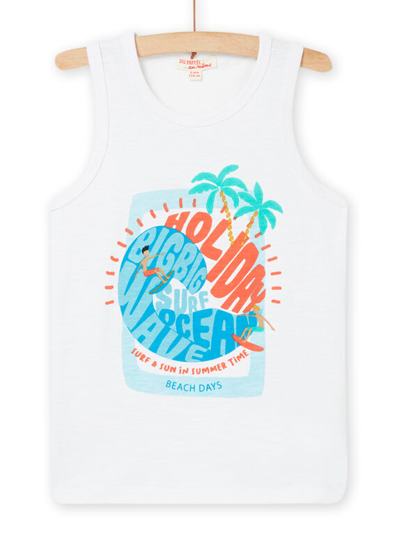Weißes Tank-Top mit ausgefallenem Aufdruck und Schriftzug Kind Junge NOWADEB / 22S902V1DEB000