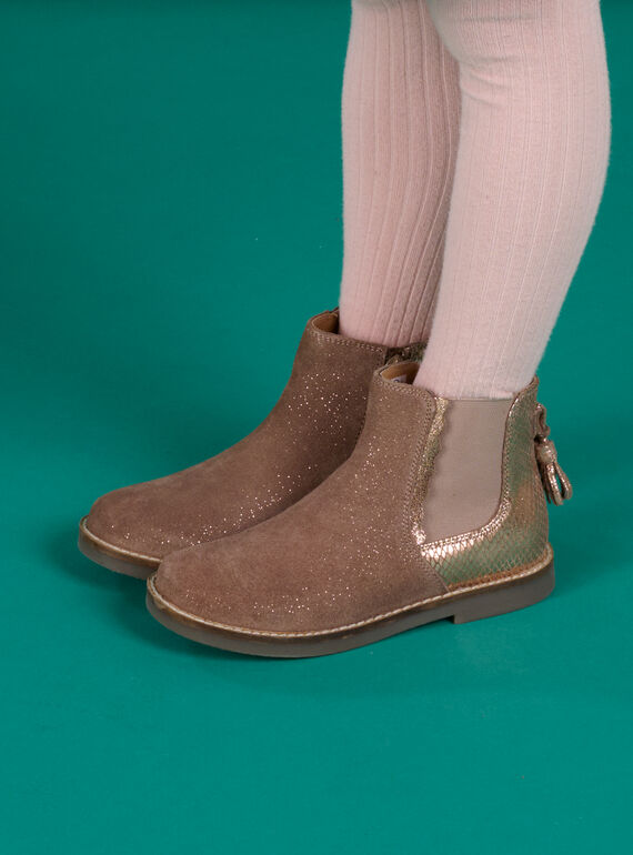 Chelsea-Boots aus Glitzerleder. PABOOTROSE / 22XK3572D0D030