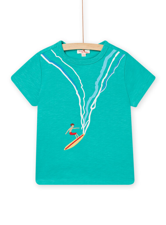 Hellblaues Surfer-T-Shirt mit kurzen Ärmeln für Kind Junge NOWATI7 / 22S902V7TMCG621