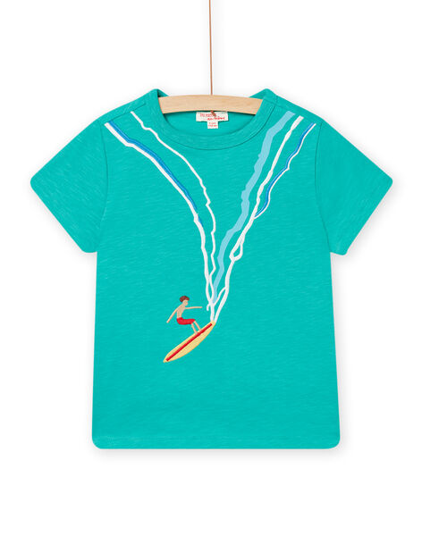 Hellblaues Surfer-T-Shirt mit kurzen Ärmeln für Kind Junge NOWATI7 / 22S902V7TMCG621
