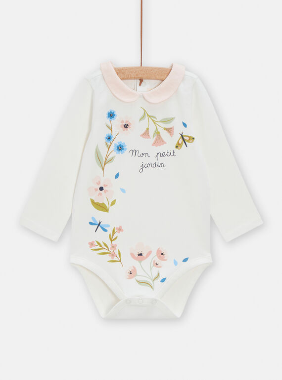 Baby-Body für Mädchen mit langen Ärmeln in Ecru VIGABOD / 24WG0911BOD001