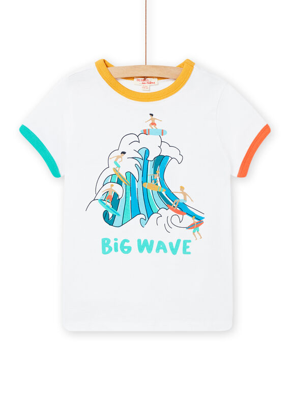 Weißes Kurzarm-T-Shirt mit Wellenmuster Kind Junge NOWATI4 / 22S902V5TMC000