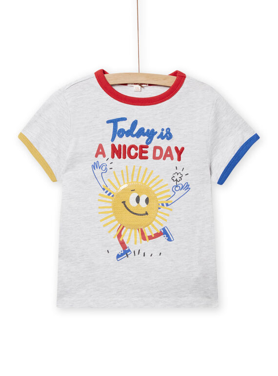 Grau meliertes T-Shirt mit Sonnenmotiv für Kinder Junge NOLUTI1 / 22S902P2TMCJ920