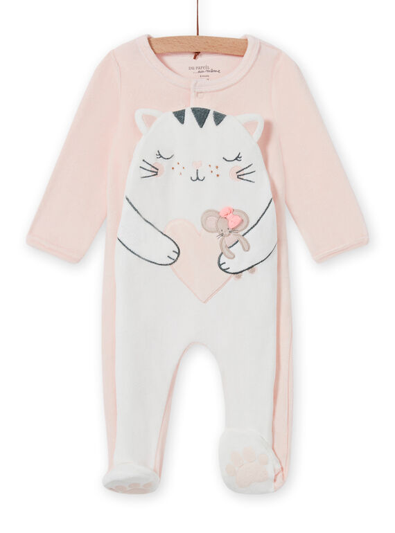 Blassrosa Strampler mit Katzenmotiv für Baby Mädchen MEFIGRECHA / 21WH1382GRE301