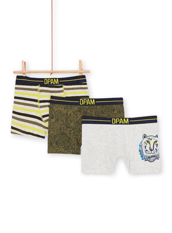 3er-Pack khakifarbene und graue Boxershorts für Jungen LEGOBOXTIG / 21SH1221BOX612