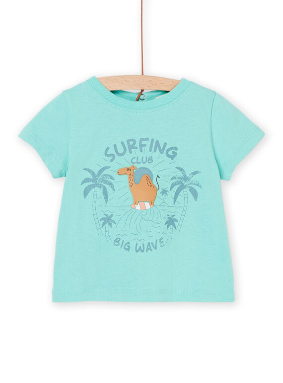 Türkisfarbenes T-Shirt mit Surferkamel-Motiv RUEXOTI1 / 23SG10V1TMCC216