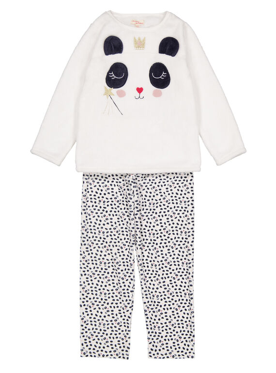 Naturweißer Pyjama aus weicher Boa für Kinder Mädchen GEFAPYJDA / 19WH11N5PYJ001