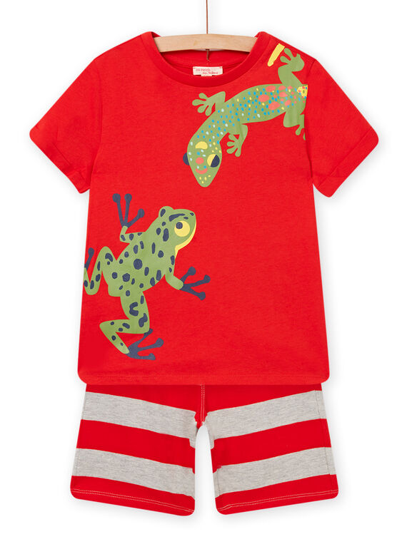 Orangefarbenes T-Shirt und kurze Schlafanzugshose für Kinder Junge NOPLAENS3 / 22S902K4ENSF527