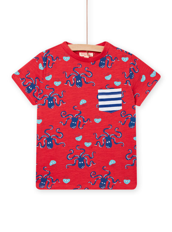 Kind Junge Rotes T-Shirt mit kurzen Ärmeln NOFICTI3 / 22S902U4TMCF524