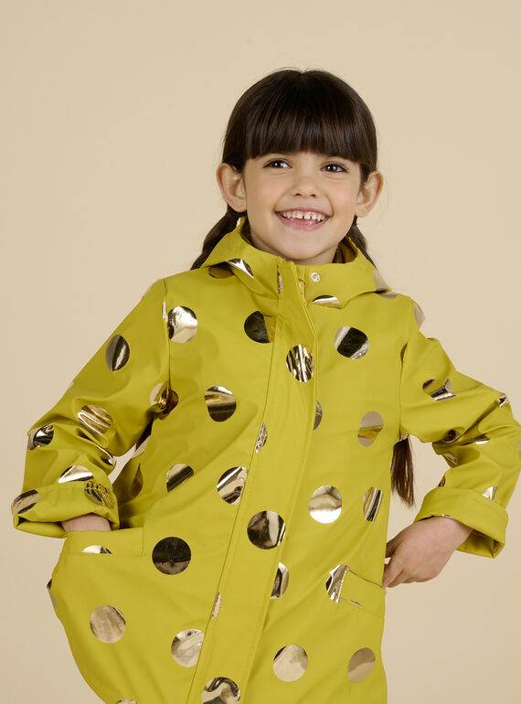 Topasfarbener Regenmantel mit goldenen Tupfen und abnehmbarer Daunenjacke für Kinder Mädchen NAGLITIMPER / 22S901D2IMPB118