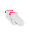 Kind Mädchen graue Socken mit Bommeln NYAJOSCHO1D / 22SI0167SOQJ920