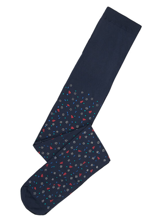 Marineblaue Polyamid-Strumpfhose für Mädchen mit mehrfarbigem Muster JYAGRACOL / 20SI01E1COLC243