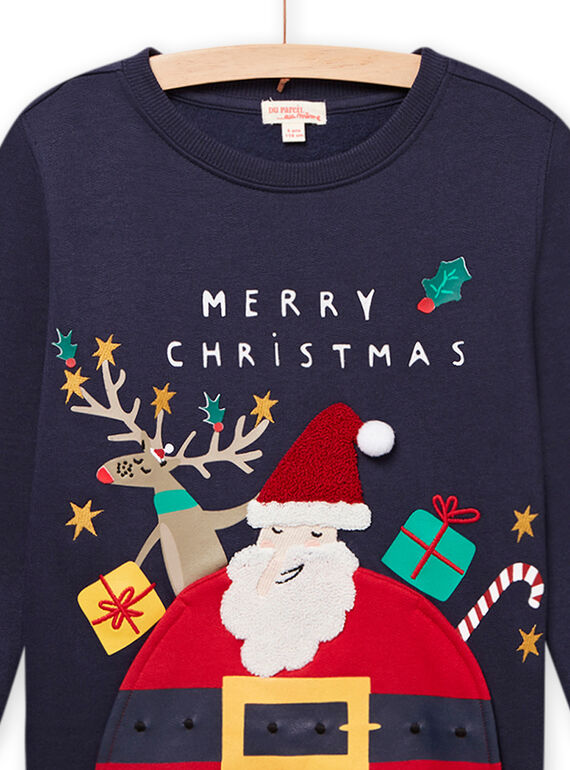 Marineblauer Weihnachtspulli für Jungen MONOSWE / 21W902Q1SWE705