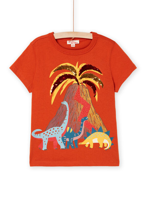 Orangefarbenes T-Shirt mit Dinosaurier-Animation ROSUMTI1 / 23S902Y3TMCE410