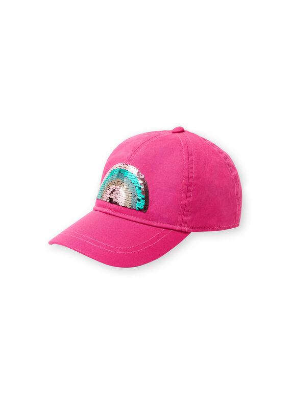Rosa Mütze für Baby-Mädchen mit Regenbogenmuster und Wendepailletten JYAMARCAP / 20SI01P1CHAH700