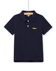 Mitternachtsblaues Poloshirt für Kinder Junge mit Hai-Stickerei NOJOPOL1 / 22S90264POL705