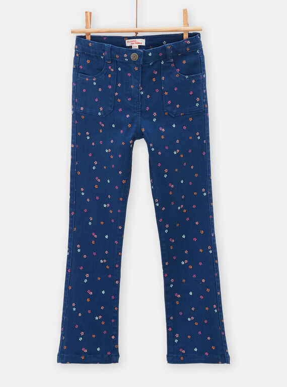 Blaue Bondi-Jeans mit Blumenmuster für Mädchen TAJOPANT2 / 24S90183PANC220