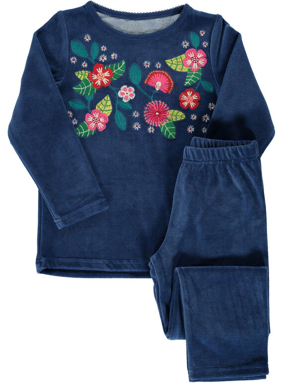 Girls' velour pyjamas DEFAPYJFLE / 18WH1143PYJC214