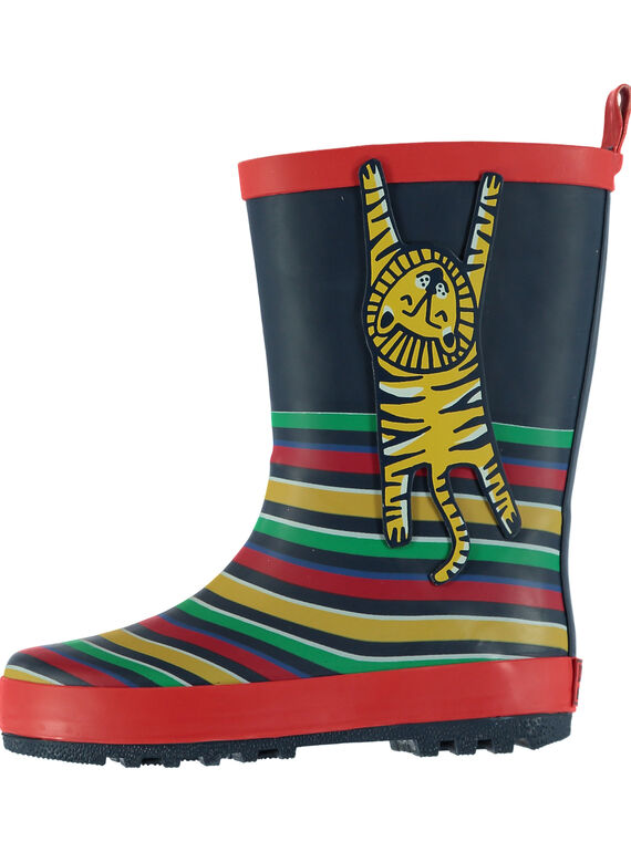 Regenstiefel mit mehrfarbigen Streifen und Löwe Kind Junge GGBPLION / 19WK36G2D0C050