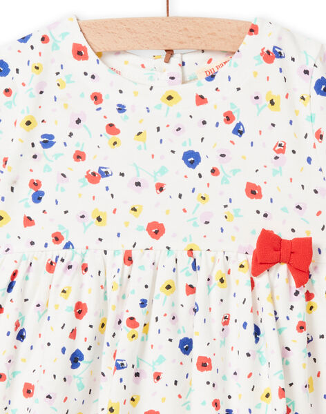 Ecrufarbenes Kleid für Baby Mädchen mit Blumendruck NILUROB2 / 22SG09P3ROB001