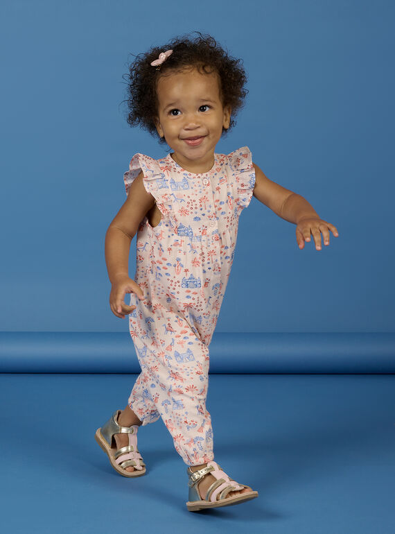 Baby Mädchen Jumpsuit mit cremefarbenem Aufdruck NISANSAL / 22SG09S1SALA002