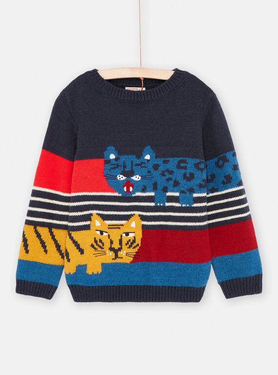 Mehrfarbiger Pullover mit Streifenmuster, Jungen SOFORPUL / 23W902K1PUL705