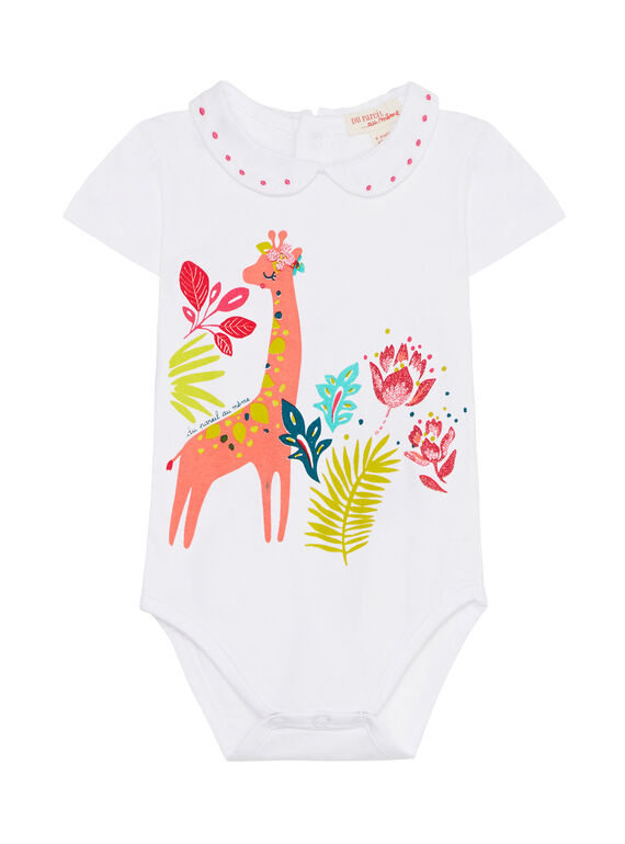 Weißer Baby-Body mit Voile-Kragen für Mädchen JIBOBODY / 20SG09H1BOD000