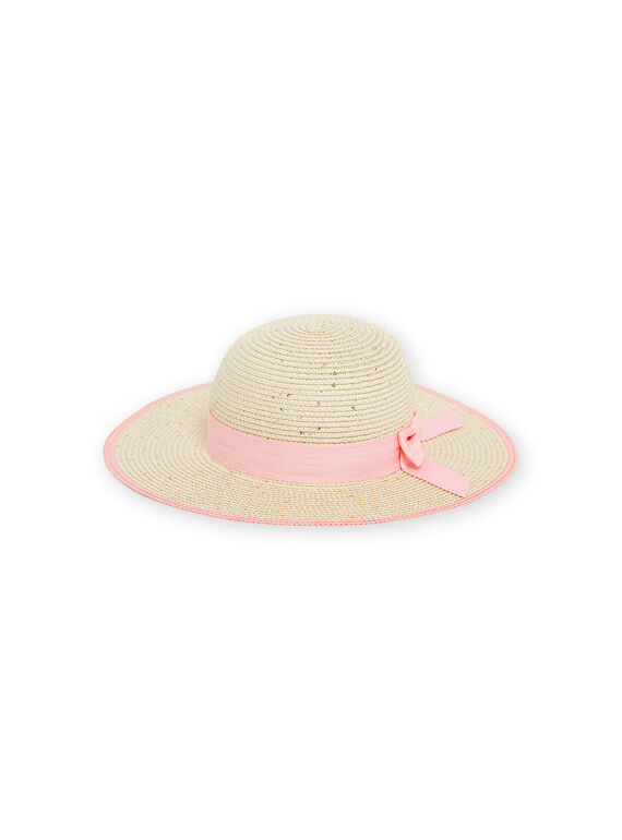 Kind Mädchen Strohhut mit rosa Schleife NYAPACHAP / 22SI0121CHA009