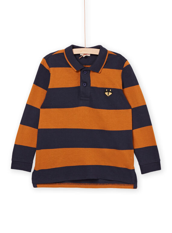 Polo-Shirt mit blauen und senffarbenen Streifen POJOPOL5 / 22W902D5POLI806